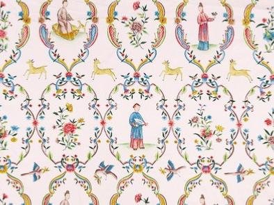 Toile de jouy chinoiserie Satincoton imprimé GEISHA