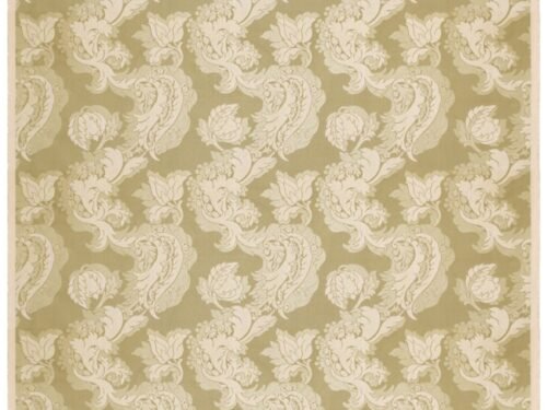 Tissu soie satin damassé anis