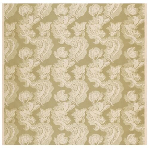 Tissu soie satin damassé anis