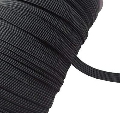 Elastique NOIR pour masques Covid19 - Bobine de 200 m en largeur 6 mm