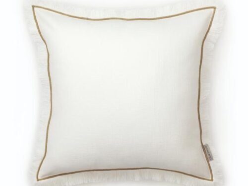Coussin carré à franges esprit lin