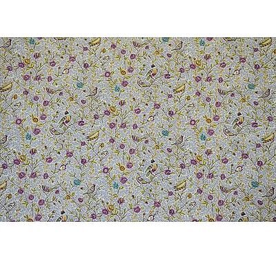 Toile de jouy  Fleurs et Oiseaux  Violet