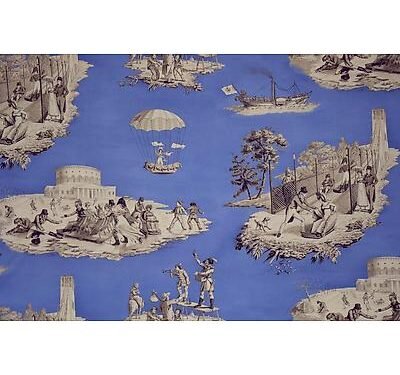 Toile de jouy Plaisirs D'Hiver Bleu