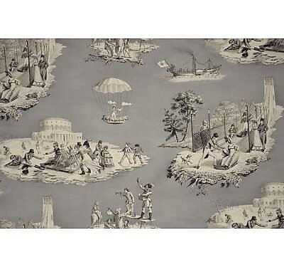 Toile de jouy Plaisirs D'Hiver Gris