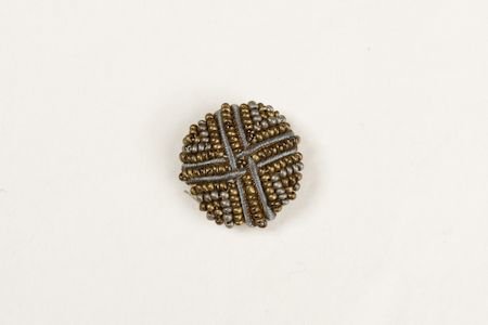 Bouton Perle Vieille Or Ficelle Bleu