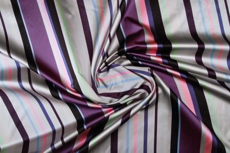 Coupon 4M70 soie Satin DEVON Rayé Night Blue